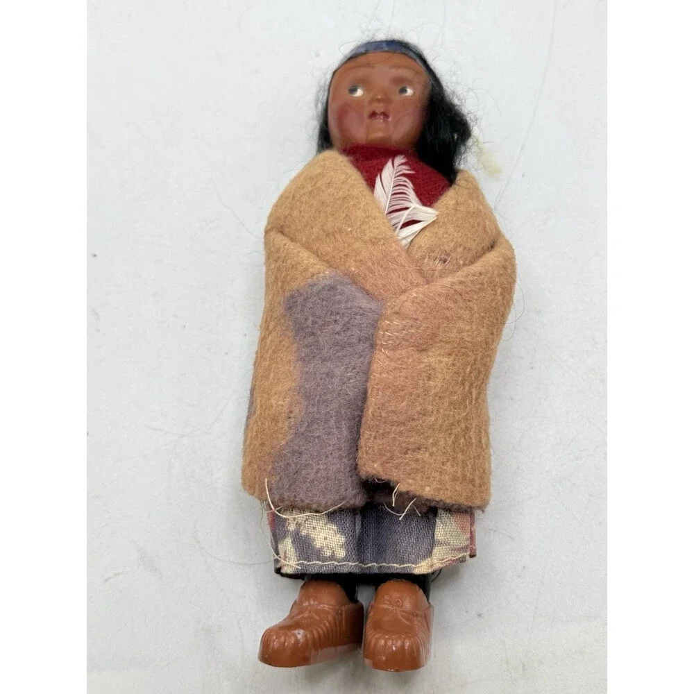 Vintage Lot Of 4 SkooKum Billy Good Indian Native American Dolls